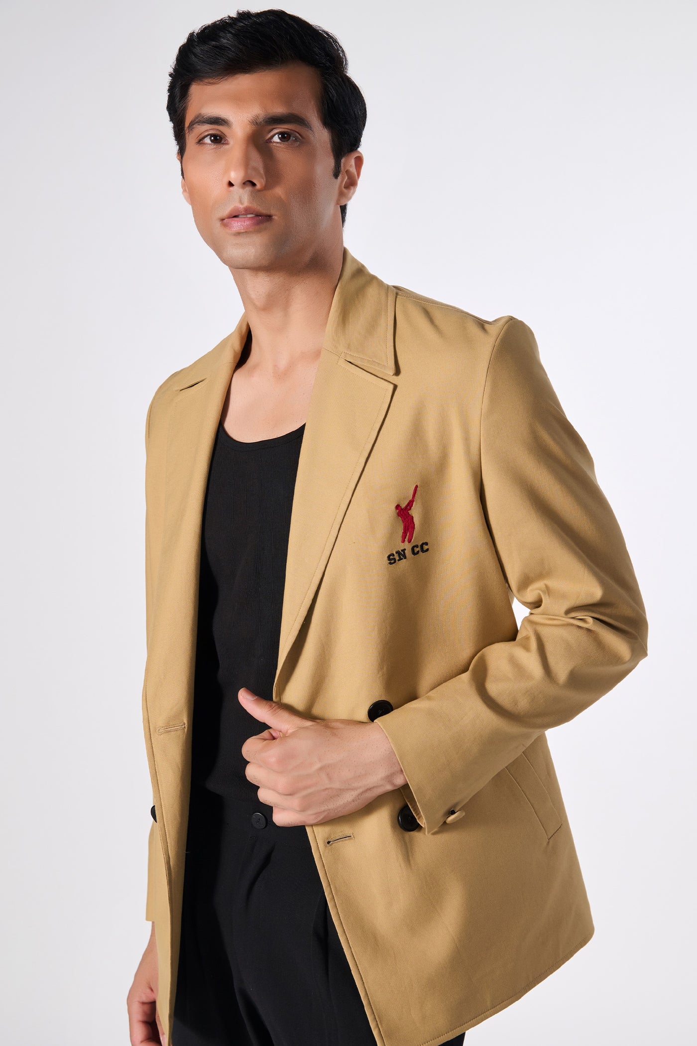 Shantanu & Nikhil Menswear SNCC Double Breasted Beige Jacket indian designer wear online shopping melange singapore