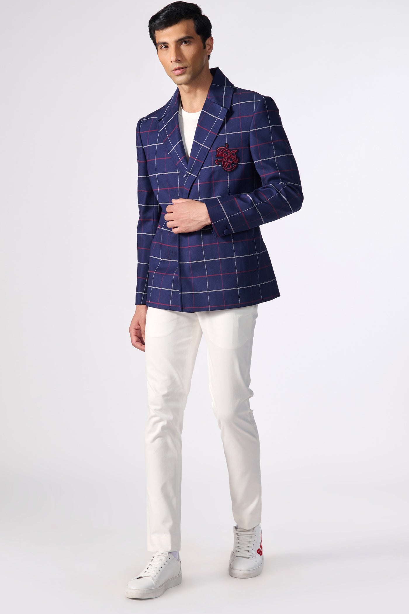 Shantanu & Nikhil Menswear SNCC Double Breasted Check Jacket indian designer wear online shopping melange singapore