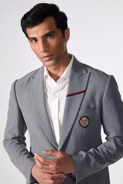 Shantanu & Nikhil Menswear SNCC Grey Crested Gentlemen indian designer wear online shopping melange singapore