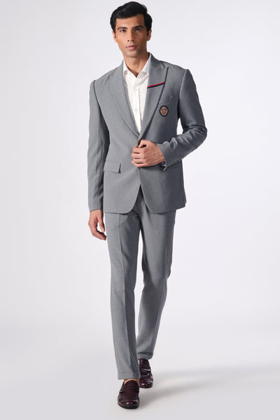 Shantanu & Nikhil Menswear SNCC Grey Crested Gentlemen indian designer wear online shopping melange singapore