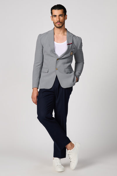 Shantanu & Nikhil Menswear SNCC Grey Crested Jacket indian designer wear online shopping melange singapore