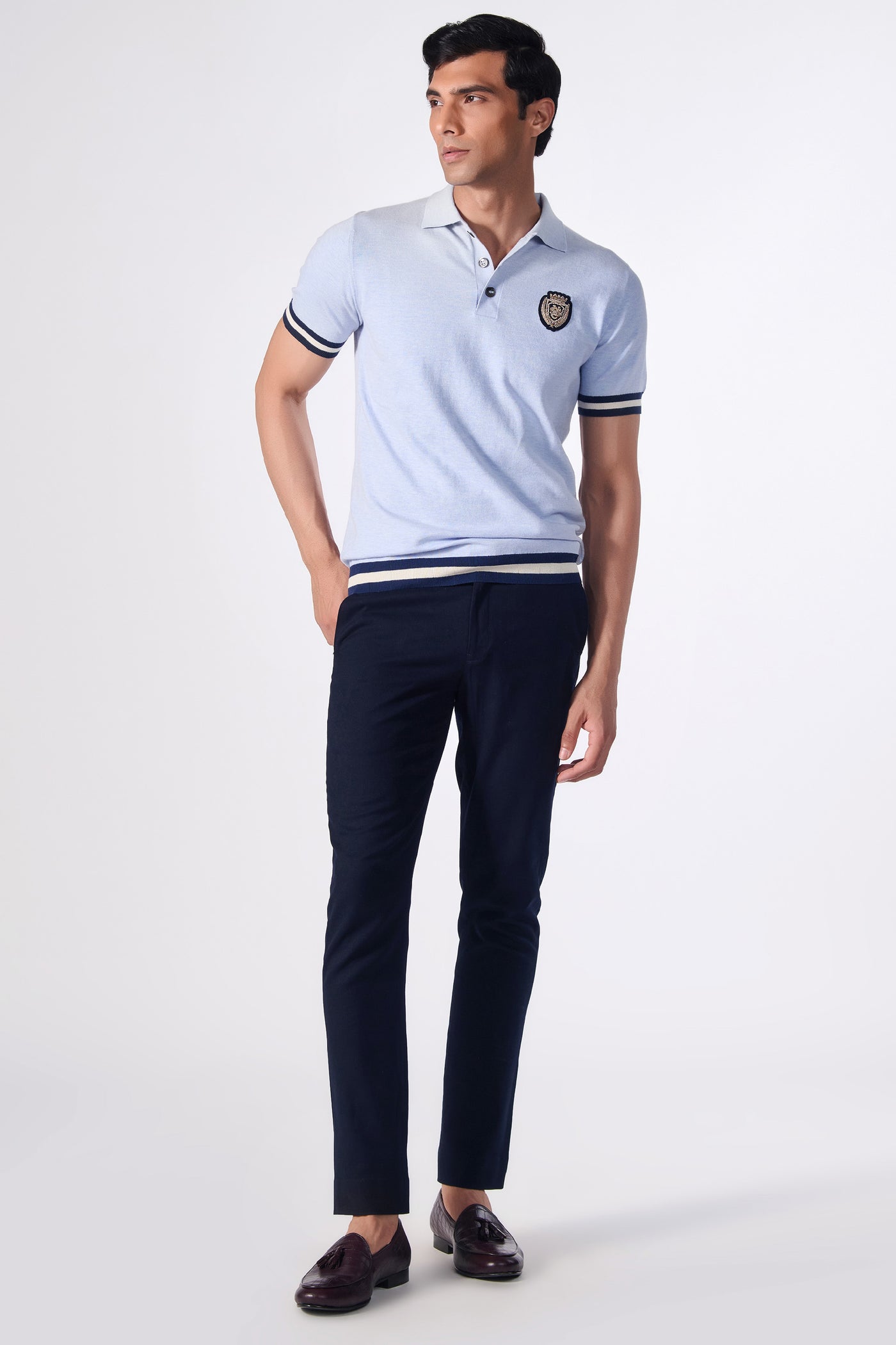 Shantanu & Nikhil Menswear SNCC Light Blue Knit T-shirt indian designer wear online shopping melange singapore