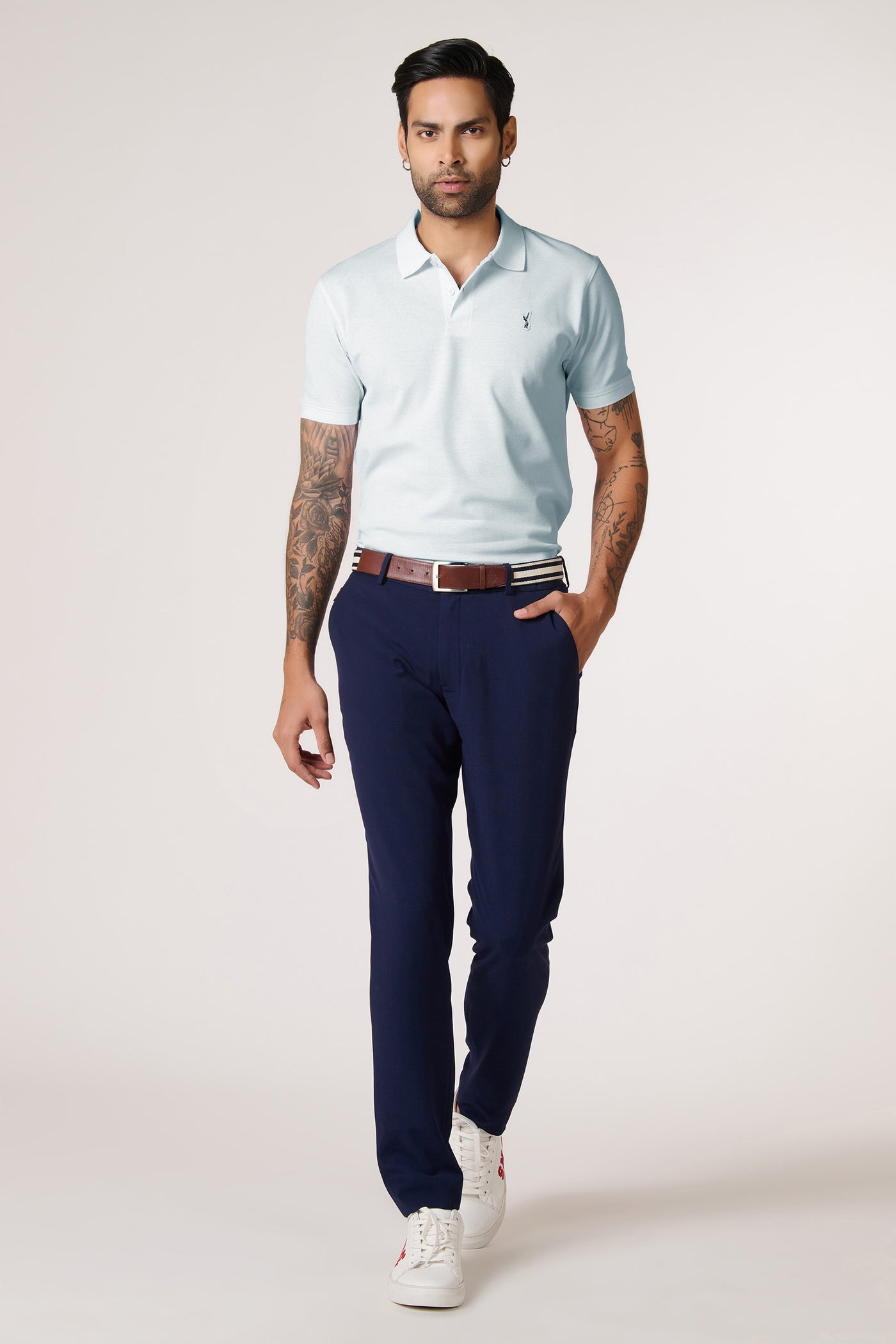 Shantanu & Nikhil Menswear SNCC Light Blue Supima Pique Knit Shirt indian designer wear online shopping melange singapore
