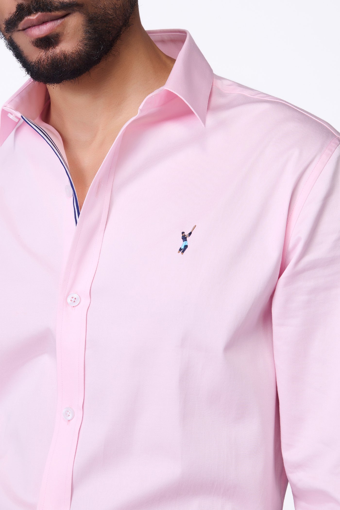 Shantanu & Nikhil Menswear SNCC Light Pink Shirt with Contrasting Trim indian designer wear online shopping melange singapore