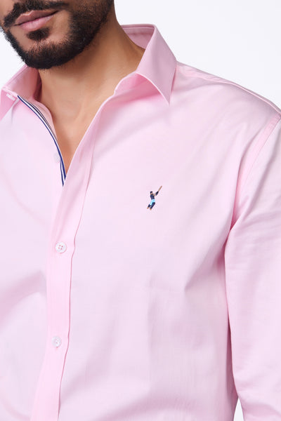 Shantanu & Nikhil Menswear SNCC Light Pink Shirt with Contrasting Trim indian designer wear online shopping melange singapore