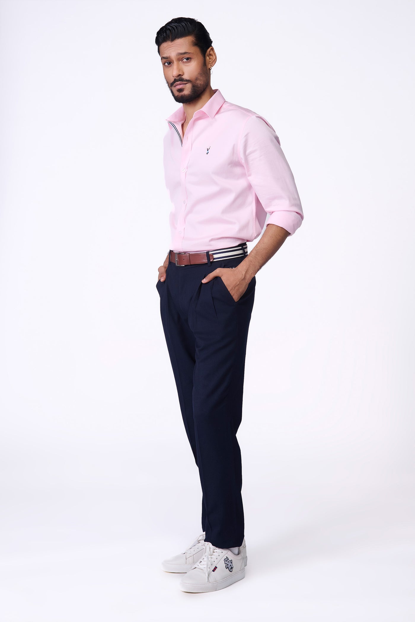 Shantanu & Nikhil Menswear SNCC Light Pink Shirt with Contrasting Trim indian designer wear online shopping melange singapore