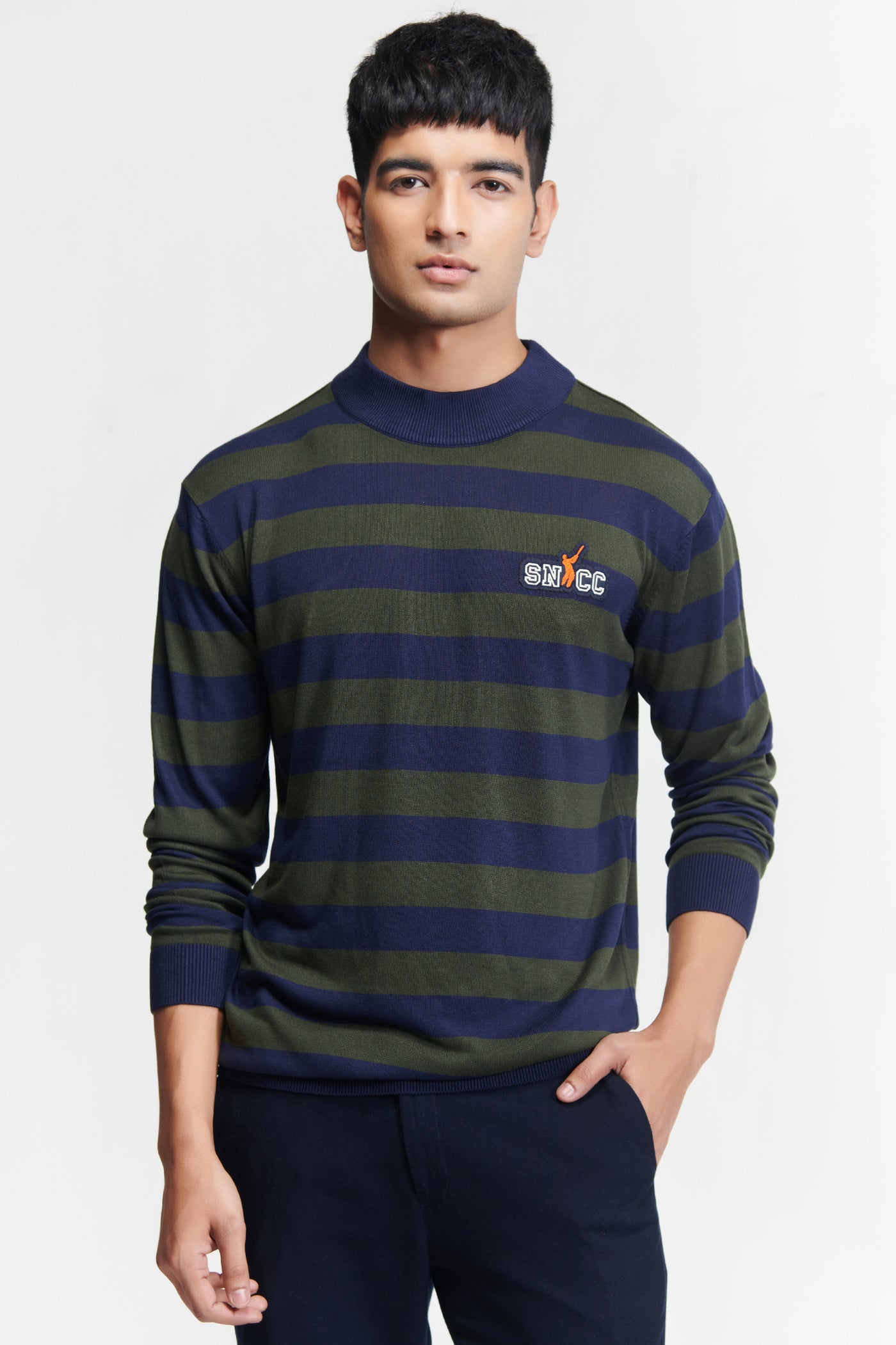 Shantanu & Nikhil Menswear SNCC Military Stripe Knit T-shirt indian designer wear online shopping melange singapore