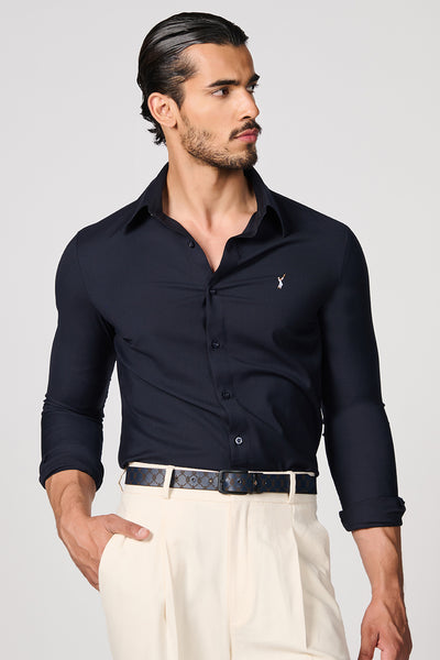 Shantanu & Nikhil Menswear SNCC Navy Batsman Logo Shirt indian designer wear online shopping melange singapore