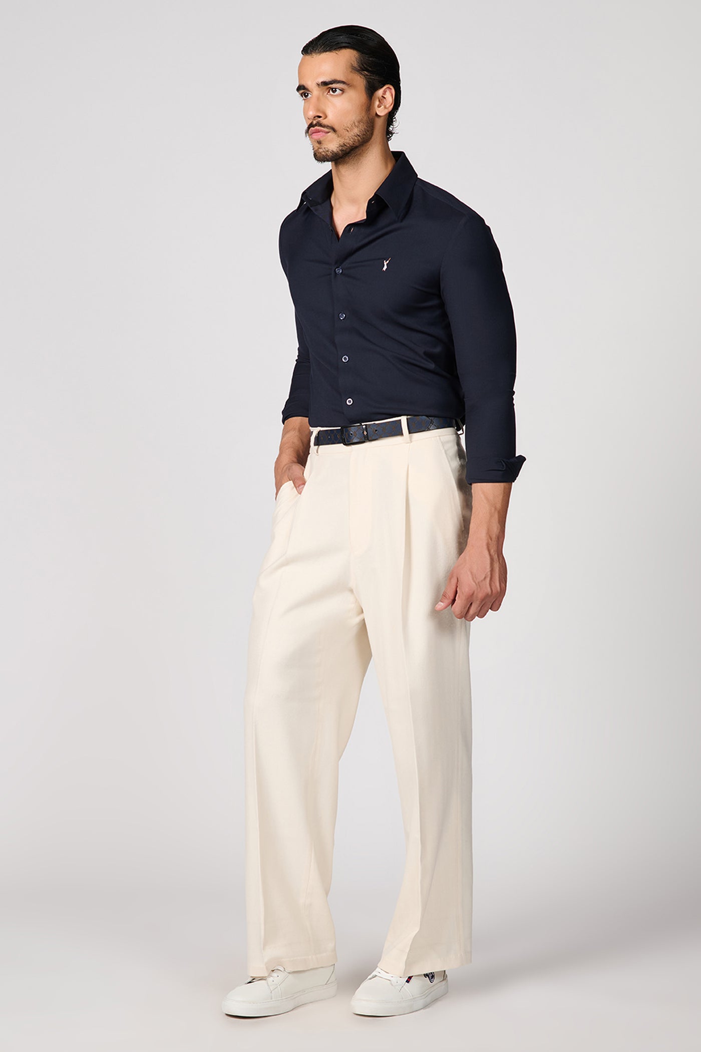 Shantanu & Nikhil Menswear SNCC Navy Batsman Logo Shirt indian designer wear online shopping melange singapore