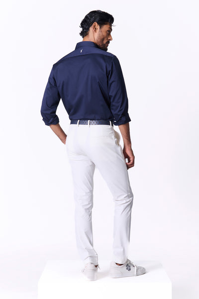 Shantanu & Nikhil Menswear SNCC Navy Shirt with Striped Piping Details indian designer wear online shopping melange singapore