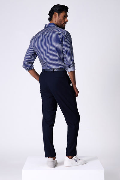 Shantanu & Nikhil Menswear SNCC Navy Striped Shirt indian designer wear online shopping melange singapore
