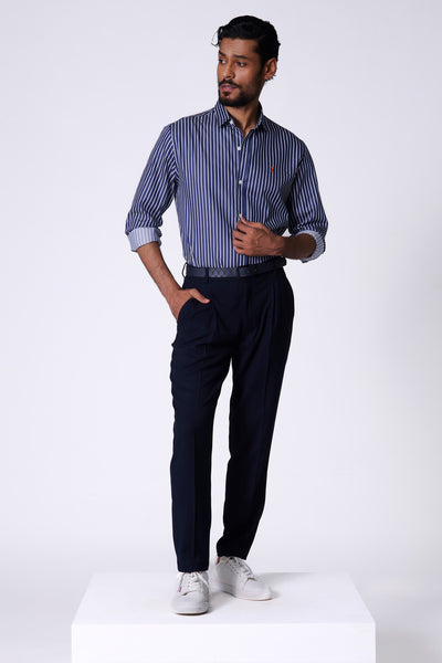 Shantanu & Nikhil Menswear SNCC Navy Striped Shirt indian designer wear online shopping melange singapore

