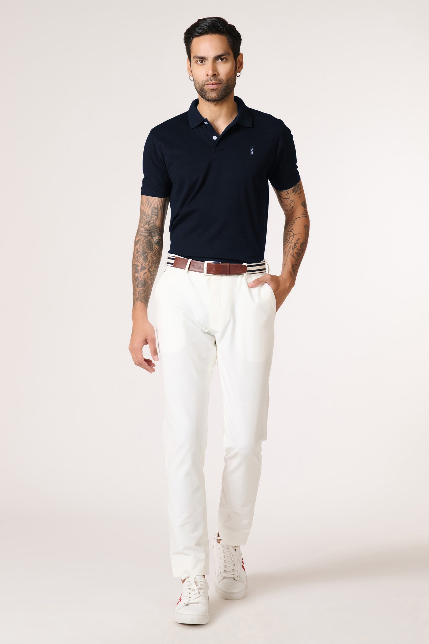 Shantanu & Nikhil Menswear SNCC Navy Supima Pique Knit Shirt indian designer wear online shopping melange singapore