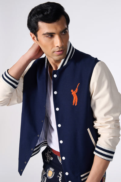 Shantanu & Nikhil Menswear SNCC Navy Varsity indian designer wear online shopping melange singapore