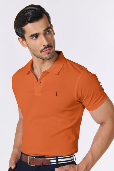 Shantanu & Nikhil Menswear SNCC Orange Supima Pique Knit Shirt indian designer wear online shopping melange singapore