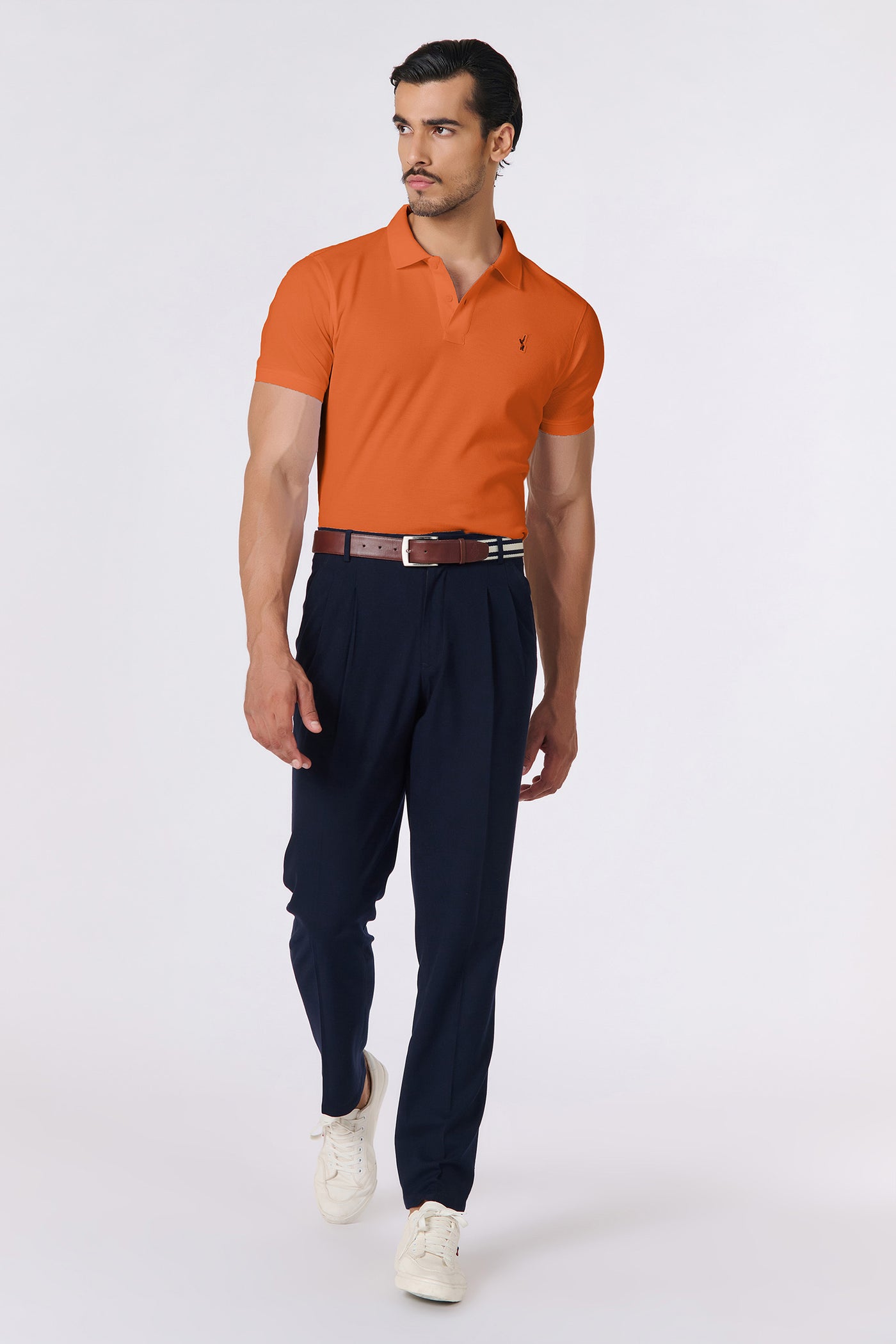 Shantanu & Nikhil Menswear SNCC Orange Supima Pique Knit Shirt indian designer wear online shopping melange singapore