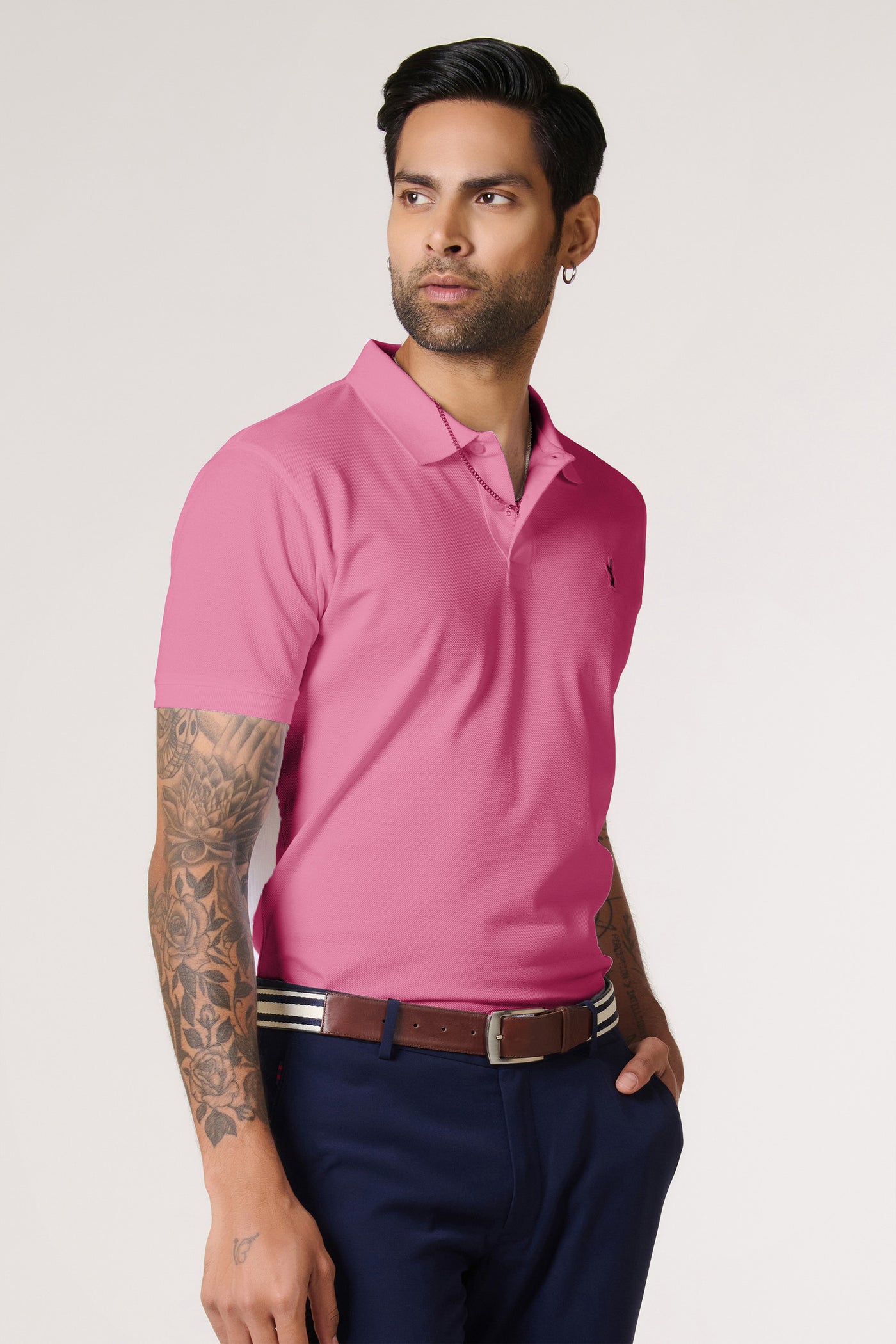 Shantanu & Nikhil Menswear SNCC Pink Supima Pique Knit Shirt indian designer wear online shopping melange singapore