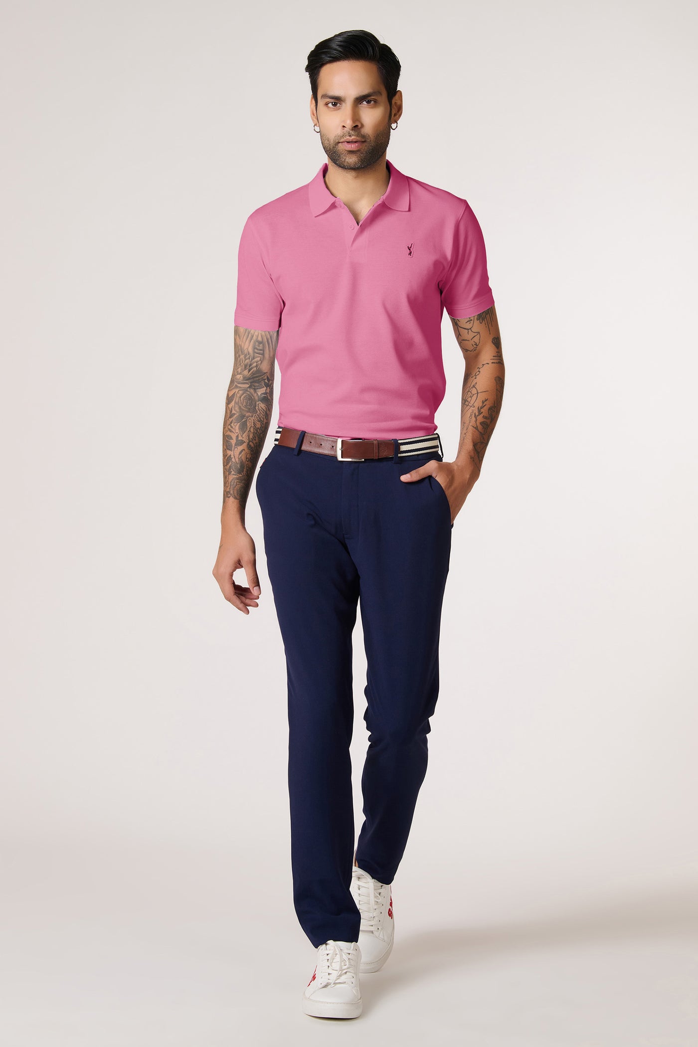 Shantanu & Nikhil Menswear SNCC Pink Supima Pique Knit Shirt indian designer wear online shopping melange singapore