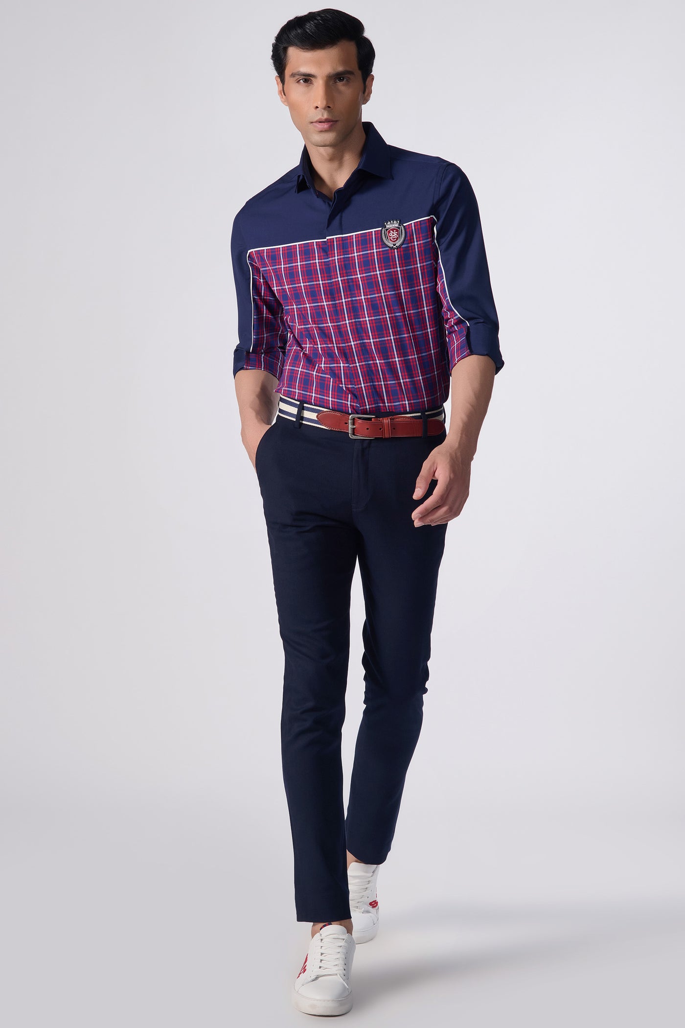 Shantanu & Nikhil Menswear SNCC Plaid Shirt With S&N Logo indian designer wear online shopping melange singapore