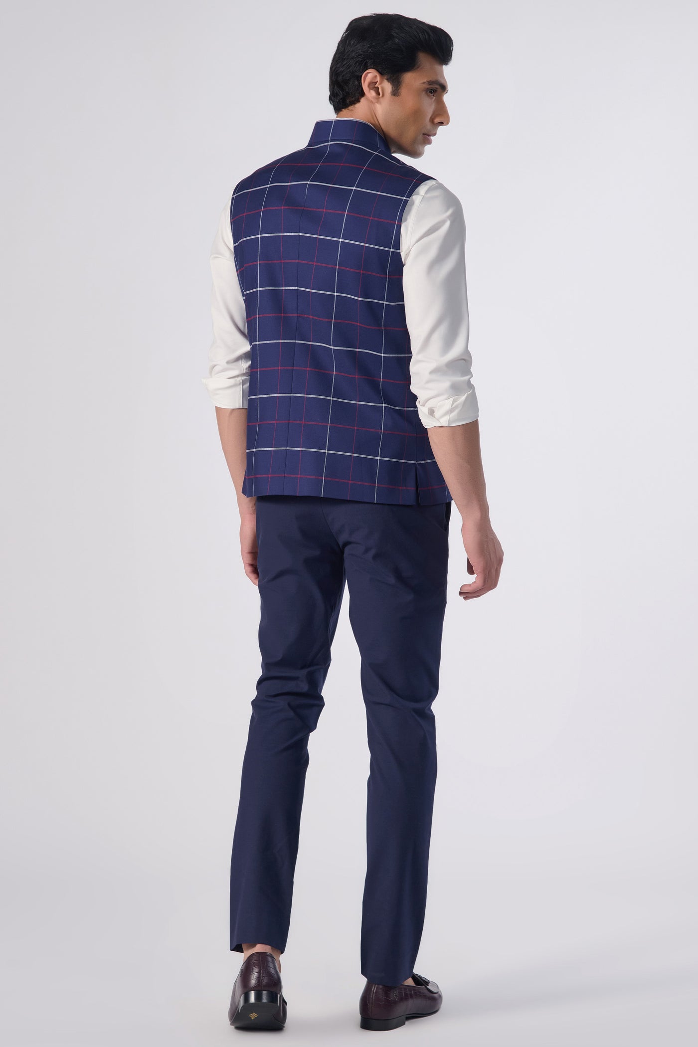 Shantanu & Nikhil Menswear SNCC Plaid Waistcoat indian designer wear online shopping melange singapore