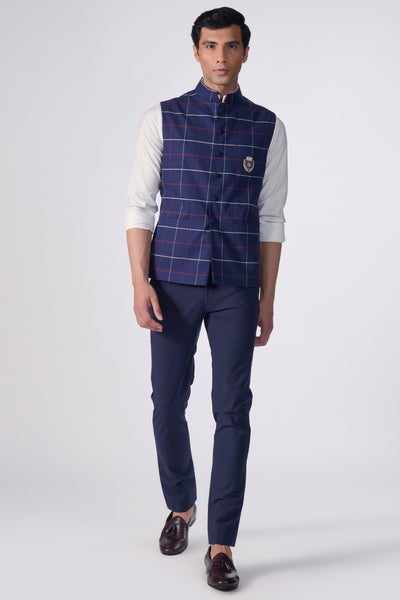 Shantanu & Nikhil Menswear SNCC Plaid Waistcoat indian designer wear online shopping melange singapore