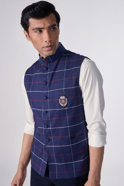 Shantanu & Nikhil Menswear SNCC Plaid Waistcoat indian designer wear online shopping melange singapore