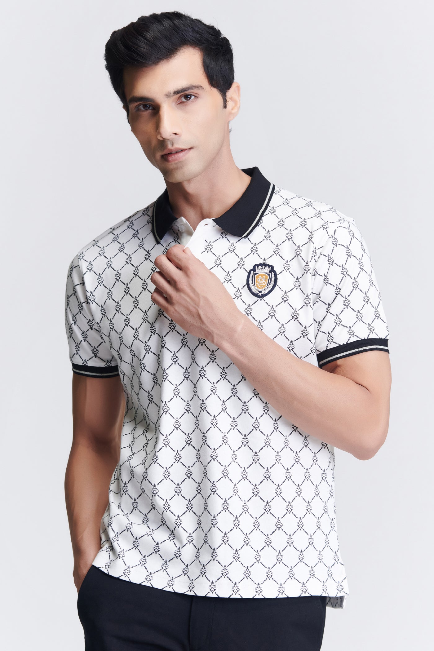 Shantanu & Nikhil Menswear SNCC Printed Polo Shirtt indian designer wear online shopping melange singapore