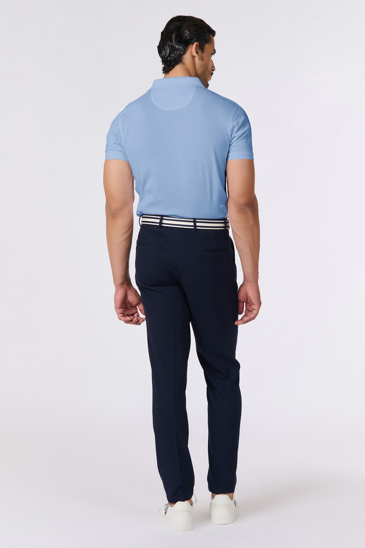 Shantanu & Nikhil Menswear SNCC Slate Blue Supima Pique Knit Shirt indian designer wear online shopping melange singapore