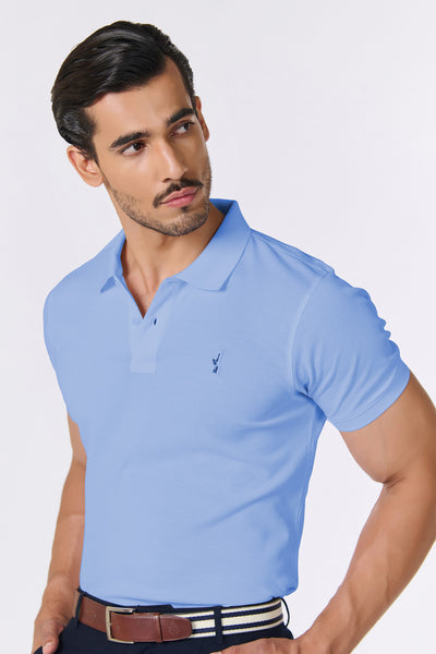 Shantanu & Nikhil Menswear SNCC Slate Blue Supima Pique Knit Shirt indian designer wear online shopping melange singapore
