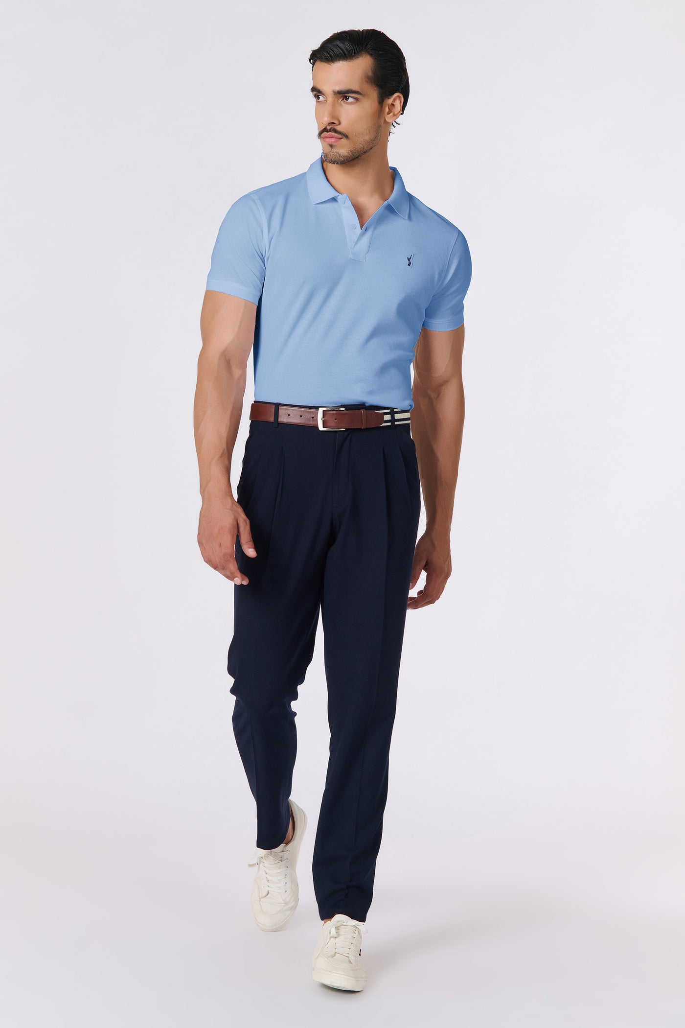 Shantanu & Nikhil Menswear SNCC Slate Blue Supima Pique Knit Shirt indian designer wear online shopping melange singapore