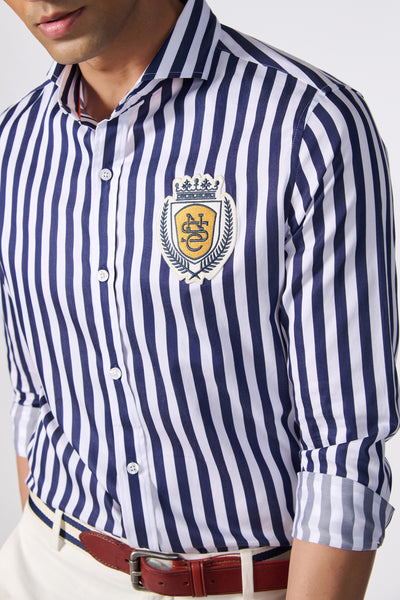 Shantanu & Nikhil Menswear SNCC Striped S&N Logo Shirt indian designer wear online shopping melange singapore