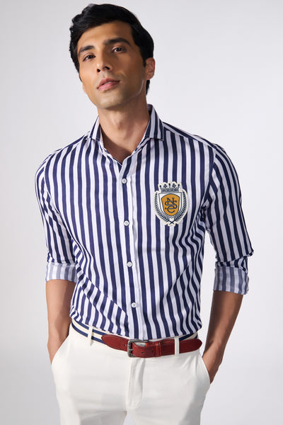 Shantanu & Nikhil Menswear SNCC Striped S&N Logo Shirt indian designer wear online shopping melange singapore