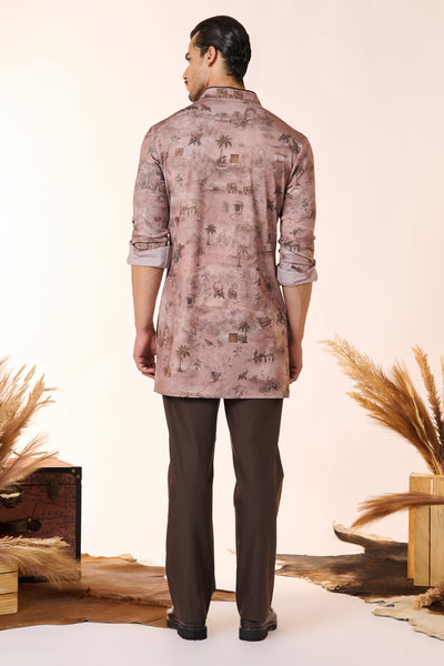 Shantanu And Nikhil Menswear Safari Printed Shirt Kurta indian designer wear online shopping melange singapore