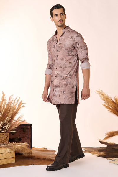 Shantanu And Nikhil Menswear Safari Printed Shirt Kurta indian designer wear online shopping melange singapore