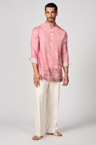 Shantanu & Nikhil Menswear Sicilian Placement Print Silk Kurta indian designer wear online shopping melange singapore