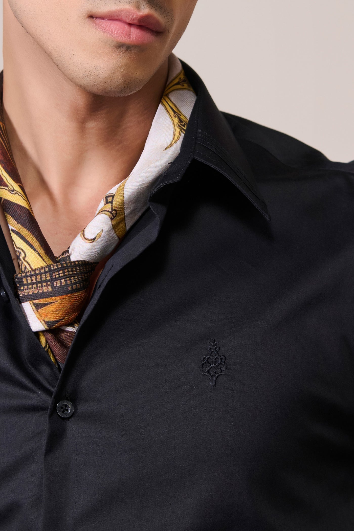 Shantanu & Nikhil Menswear Signature Adamas Black Shirt indian designer wear online shopping melange singapore