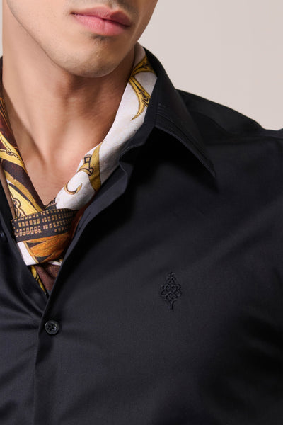 Shantanu & Nikhil Menswear Signature Adamas Black Shirt indian designer wear online shopping melange singapore
