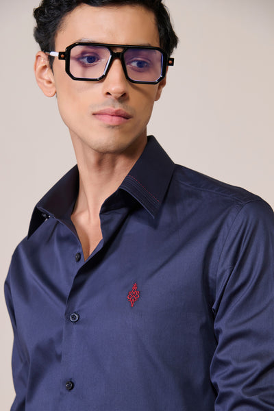 Shantanu & Nikhil Menswear Signature Adamas Navy Shirt indian designer wear online shopping melange singapore