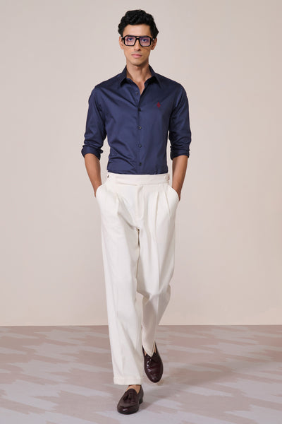 Shantanu & Nikhil Menswear Signature Adamas Navy Shirt indian designer wear online shopping melange singapore
