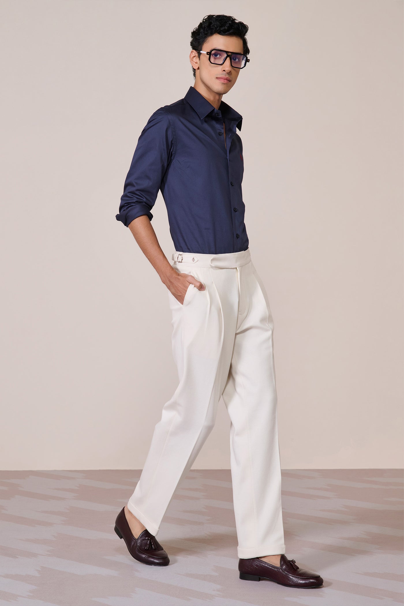 Shantanu & Nikhil Menswear Signature Adamas Navy Shirt indian designer wear online shopping melange singapore