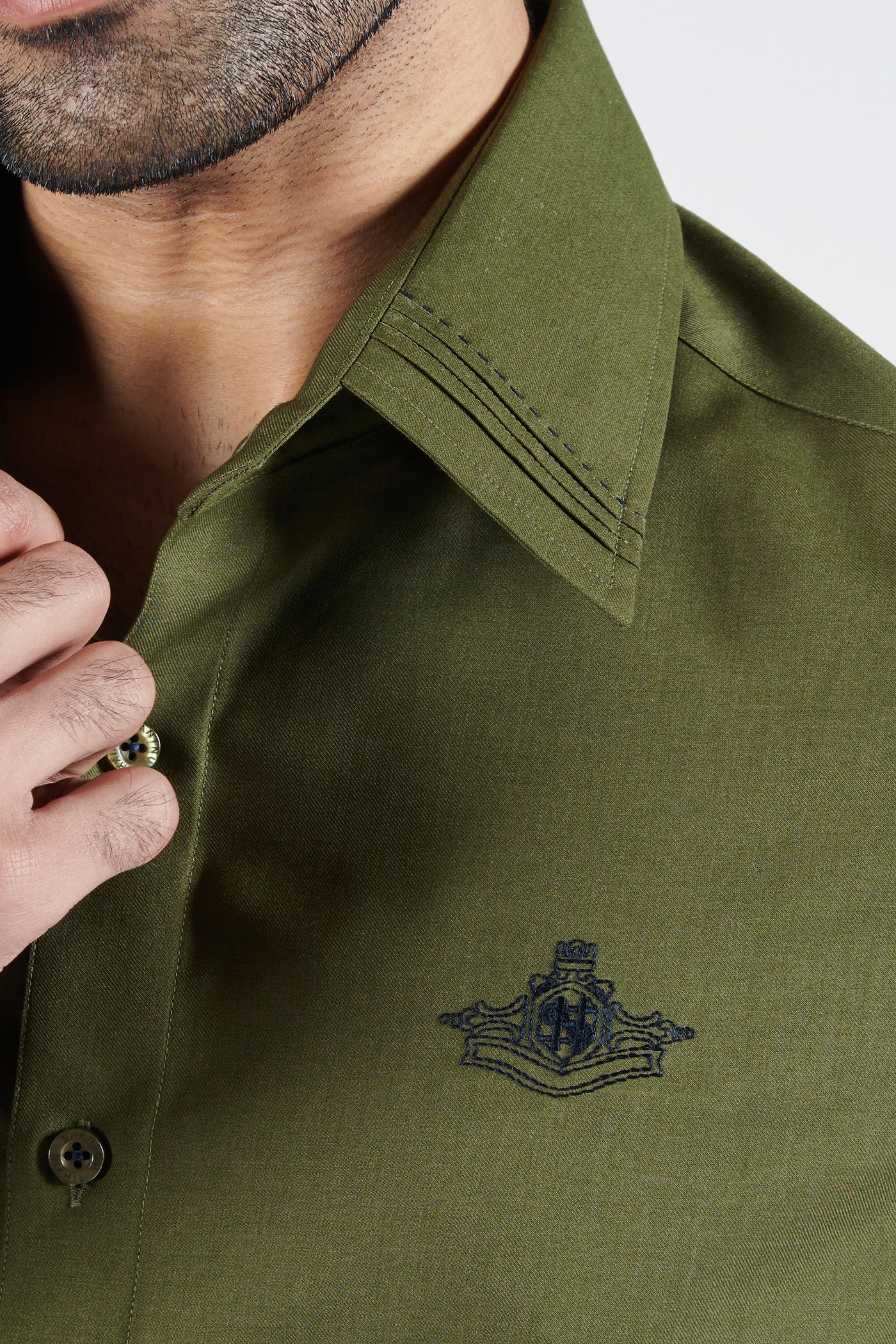 Shantanu & Nikhil Menswear Signature Military Green with Embroidered Crest indian designer wear online shopping melange 
