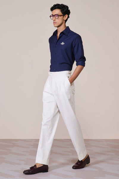 Shantanu & Nikhil Menswear Signature Navy Shirt with Embroidered Crest indian designer wear online shopping melange singapore