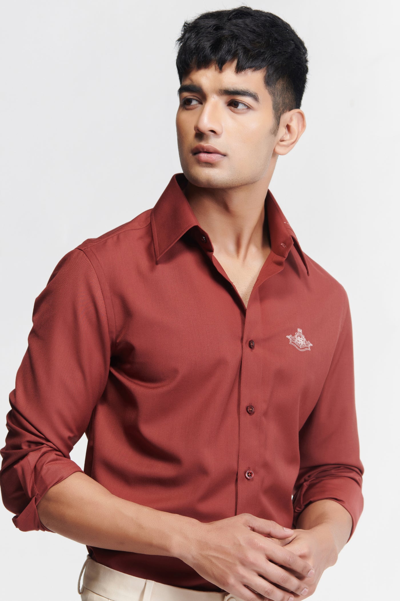 Shantanu & Nikhil Menswear Signature Rust With Embroidered Crest indian designer wear online shopping melange singapore