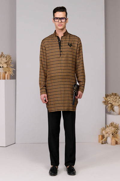Shantanu & Nikhil Menswear Silk Twill Adamas Printed Kurta indian designer wear online shopping melange singapore 