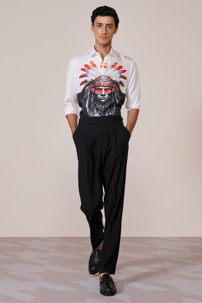 Shantanu & Nikhil Menswear Silk Twill Printed Shirt indian designer wear online shopping melange singapore