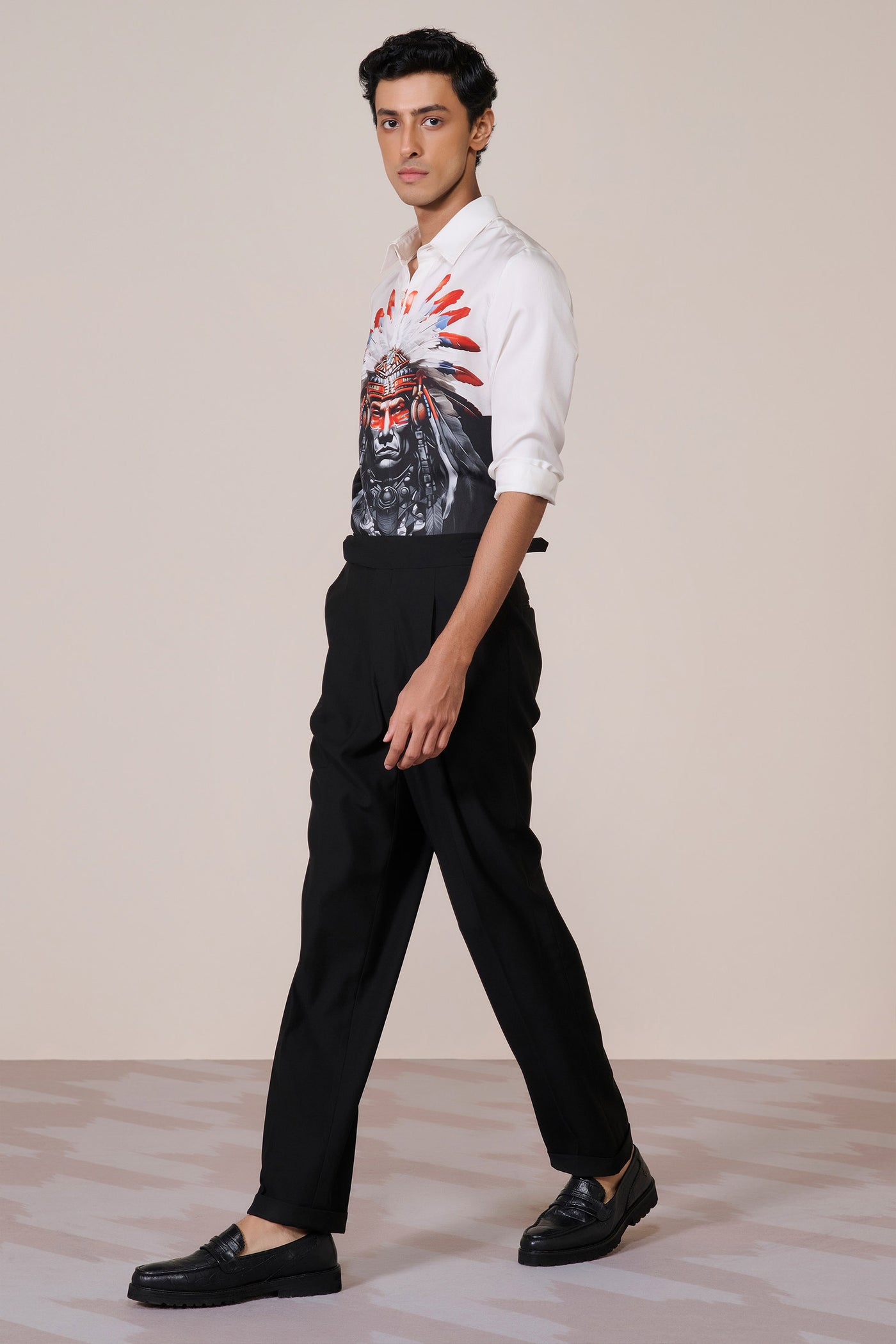 Shantanu & Nikhil Menswear Silk Twill Printed Shirt indian designer wear online shopping melange singapore