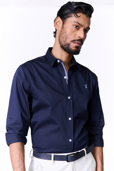 Shantanu & Nikhil Menswear  SNCC Navy Shirt with Contrasting Trim indian designer wear online shopping melange singapore