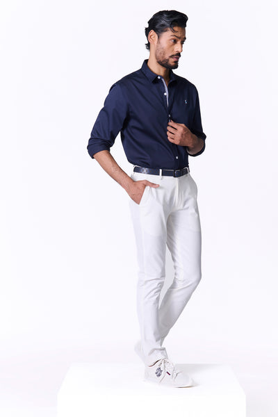 Shantanu & Nikhil Menswear  SNCC Navy Shirt with Contrasting Trim indian designer wear online shopping melange singapore