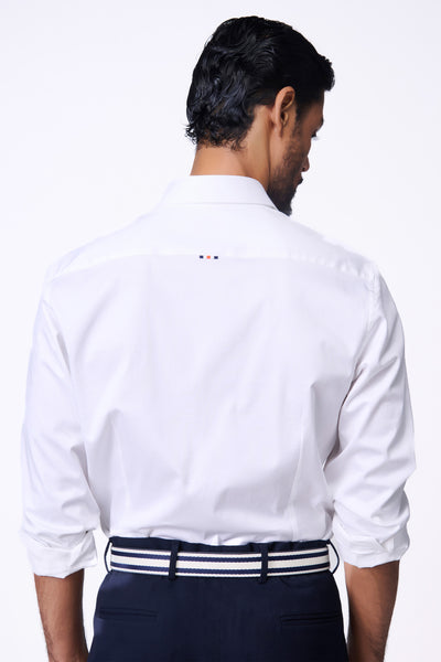 Shantanu & Nikhil Menswear SNCC White Shirt with Striped Taping Placket indian designer wear online shopping melange singapore