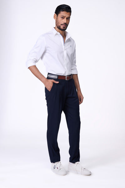 Shantanu & Nikhil Menswear SNCC White Shirt with Striped Taping Placket indian designer wear online shopping melange singapore